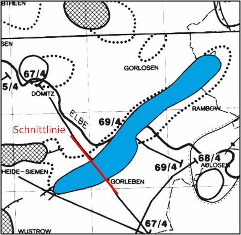 Abb. 2.5 Lage des Salzstocks Gorleben-Rambow (blau, ca.