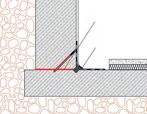 Rissverlauf behandelt. In einem Abstand von der Hälfte der Wanddicke wird die Wand in einem 45-Grad-Winkel angebohrt.