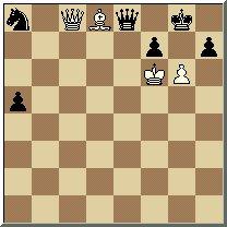 Tf8+ Kxf8 3.gxh7 Tc2+ 4.Kg3 Tc3+ 5.Kg4 Tc4+ [5...d5 6.h8D+ Kf7 7.Da8+-; 5...e5 6.h8D+ Kf7 7.Dd8+-; 5...Ke7 6.h8D Txa3 (6...Tc4+ 7.Kg5+-) 7.Dxg7++-] 6.Kg5+- Nightmare Nr.005 Troitzky 1928 1.Le2++-[1.