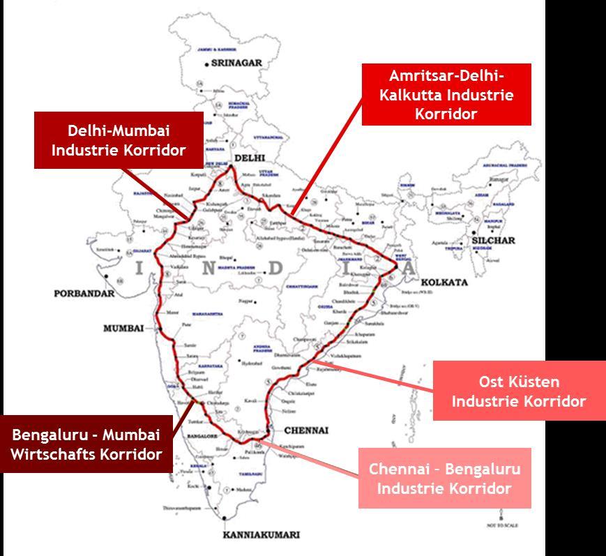 MAKE IN INDIA - INFRASTRUKTURENTWICKLUNG 5 Industrie Korridore