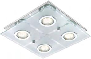 99 3 LED-DECKENLEUCHTE 3 LED-Deckenleuchte, chromfarbig/glas, ca. 29 x 29 cm, inkl.