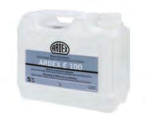 BAUSTOFFE 103 ARDEX E 100* Wittener Baudispersion Acrylatvergütung für Zementmörtel und Betonspachtelmassen. Für kellengerechte Mörtel. Für innen und außen, Wand und Boden.