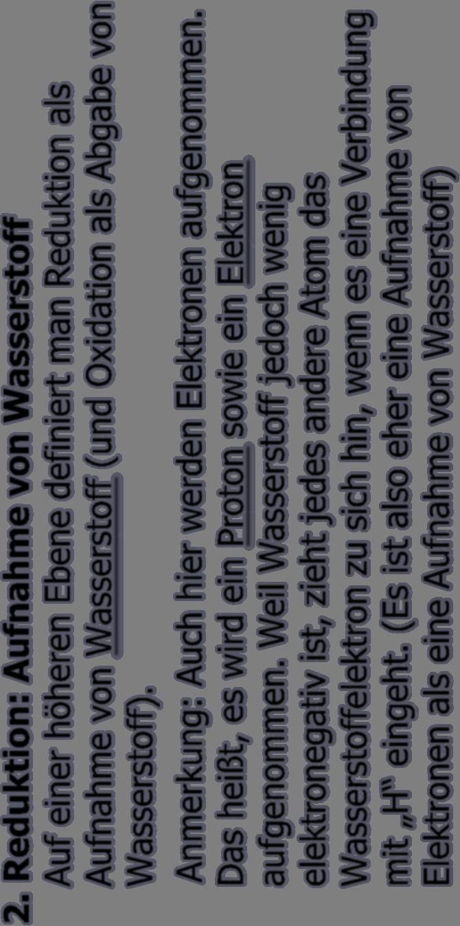 1. Reduktion: Abgabe von Sauerstoff Im einfachsten Sinne ist eine Reduktion die Abgabe von Sauerstoff : 2HgO 2Hg + O2 2.