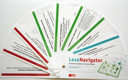 Der sogenannte "Lesenavigator" bietet für die verschiedenen Phasen des Lesens Hilfen, um mit Lesestrategien Sachtexte besser verstehen zu lernen.
