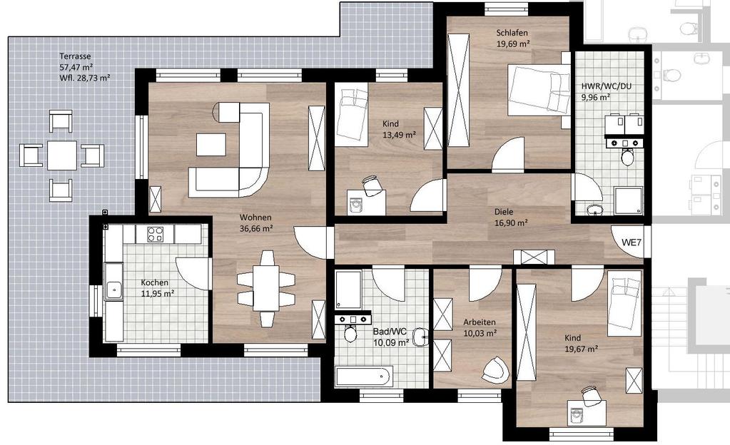 Grundriss Penthouse 177,17 m² - 5