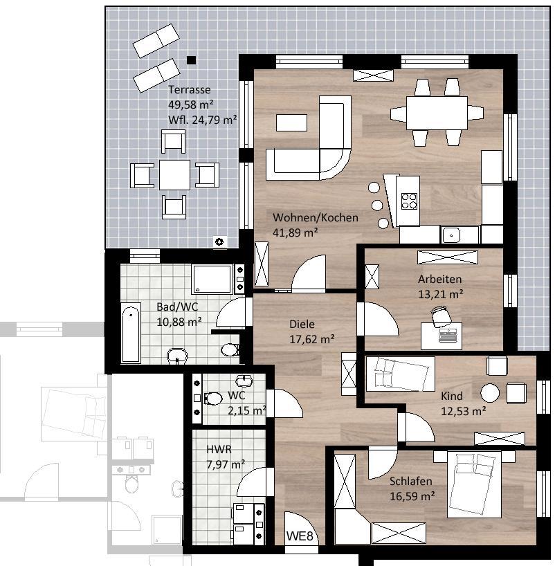 Grundriss Penthouse 148,50 m² - 4 Zimmer