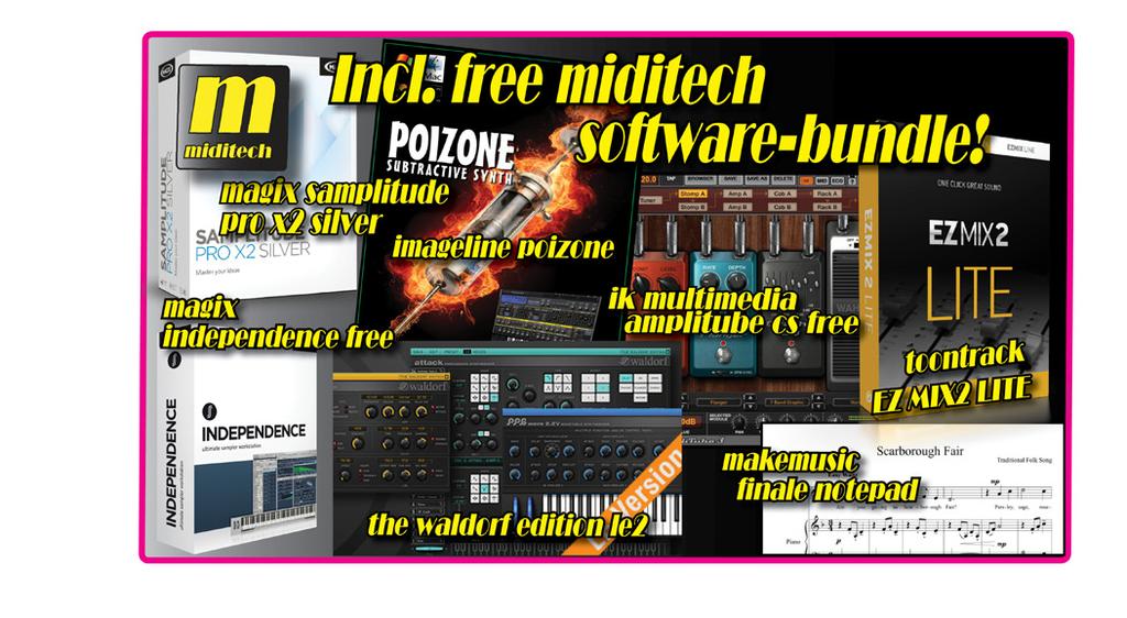 Miditech free software bundle MIDIFACE 8x8 8x MIDI IN/8x MIDI OUT 128 MIDI Kanäle USB buspowered Inklusive: USB-Kabel Inkl.