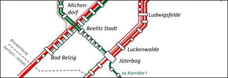 ganztägig mit Verlängerung in der HVZ bis Bad Belzig; Entfall Linie Berlin Wannsee Beelitz Jüterbog - Optional zusätzliche Expressleistung Berlin Dessau (morgens und nachmittags) mit Führung über
