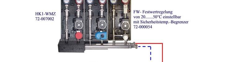 Über eine Baugruppe vom Typ FWR1 zur Kesselrücklauftemperaturanhebung wird der Kesselverteiler strawi 125 VA angebunden.