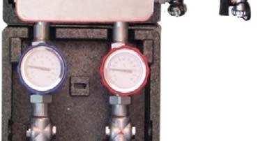 mit Distanzrohr 110 mm, ¾ AG und 2 Red.- Stücken 1 AG x ¾ IG flachdichtend. Für den Fühlereinbau ist über der Pumpe ein ½ Stopfen vorgesehen.