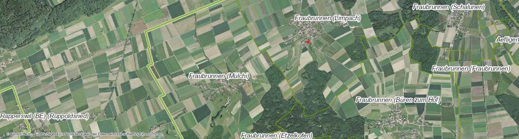 fraubrunnen.ch Grundlagedaten swisstopo Lage / Zone Das Verkaufsobjekt befindet sich am Dorfrand neben der Kirche in einer Zone für öffentliche Nutzung.