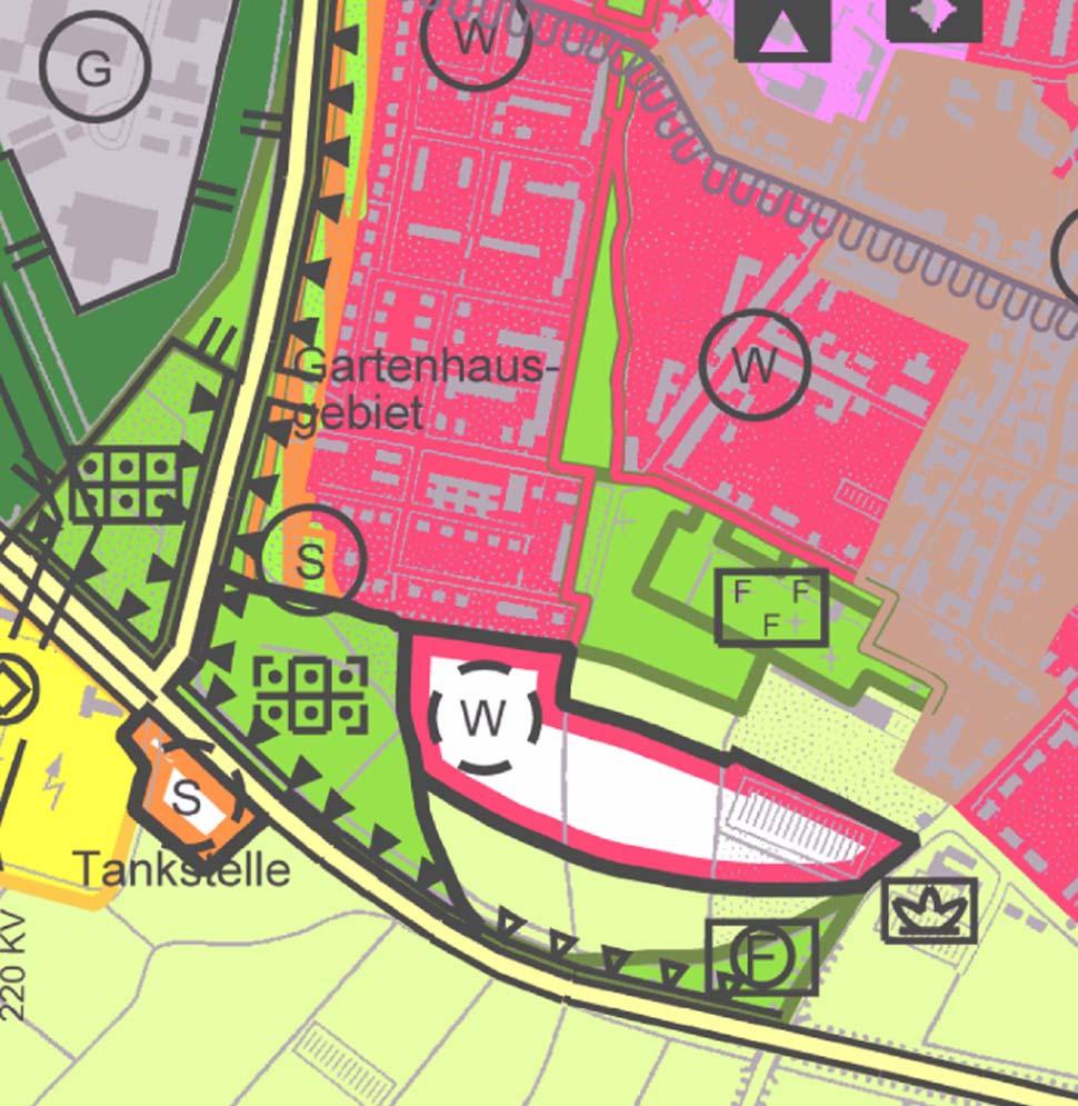 Der gültige Flächennutzungsplan 2010 (FNP) des Nachbarschaftsverbandes Karlsruhe (NVK) stellt einen ca. 5,5 ha großen Planungsbereich als geplante Wohnbaufläche dar.