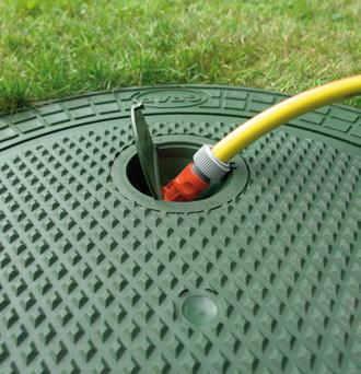 Nur Oberteil, Anschluss 2 mm (1 ¼"), Farbe: grün 5650 Wassersteckdose Intern Zur bequemen Entnahme des Regenwassers im Garten.