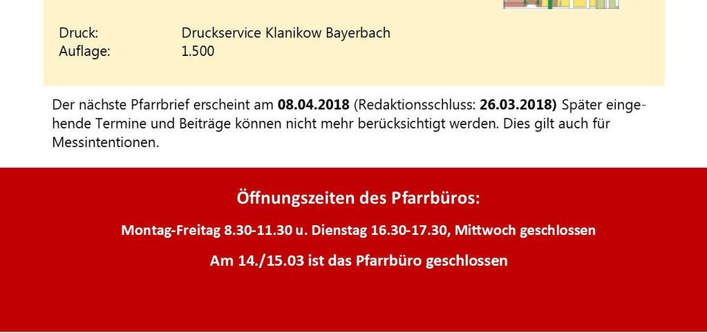 /25.03.18 Verkauf der Palmbüschel 05.04.2018-08.30 Uhr Osterfrühstück KDFB- ZV 09.03.2018 19.