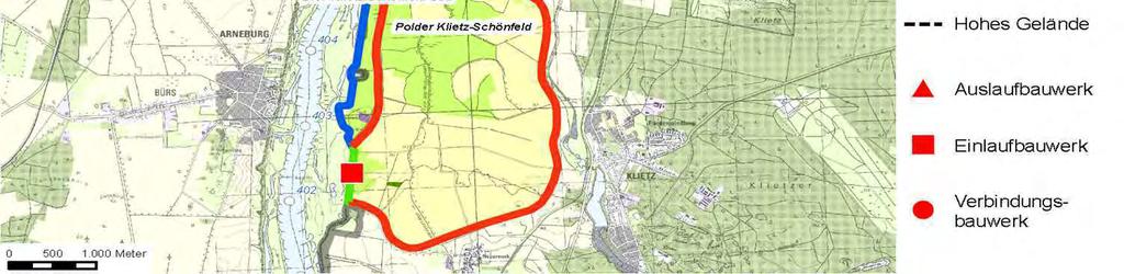 Fluss-km 400+400 bis 411+200 Raumwiderstände: Land- und Forst- Siedlung, Gewerbe Überreg. bedeutende Schutzgebiete, naturwirtschaft Kategorie 3 und Verkehr Kategorie 3 Anl.