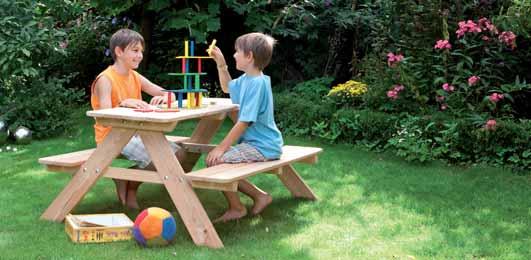 - Spiel- und Picknicktische* Schräg zueinander stehende Tischbeine sorgen
