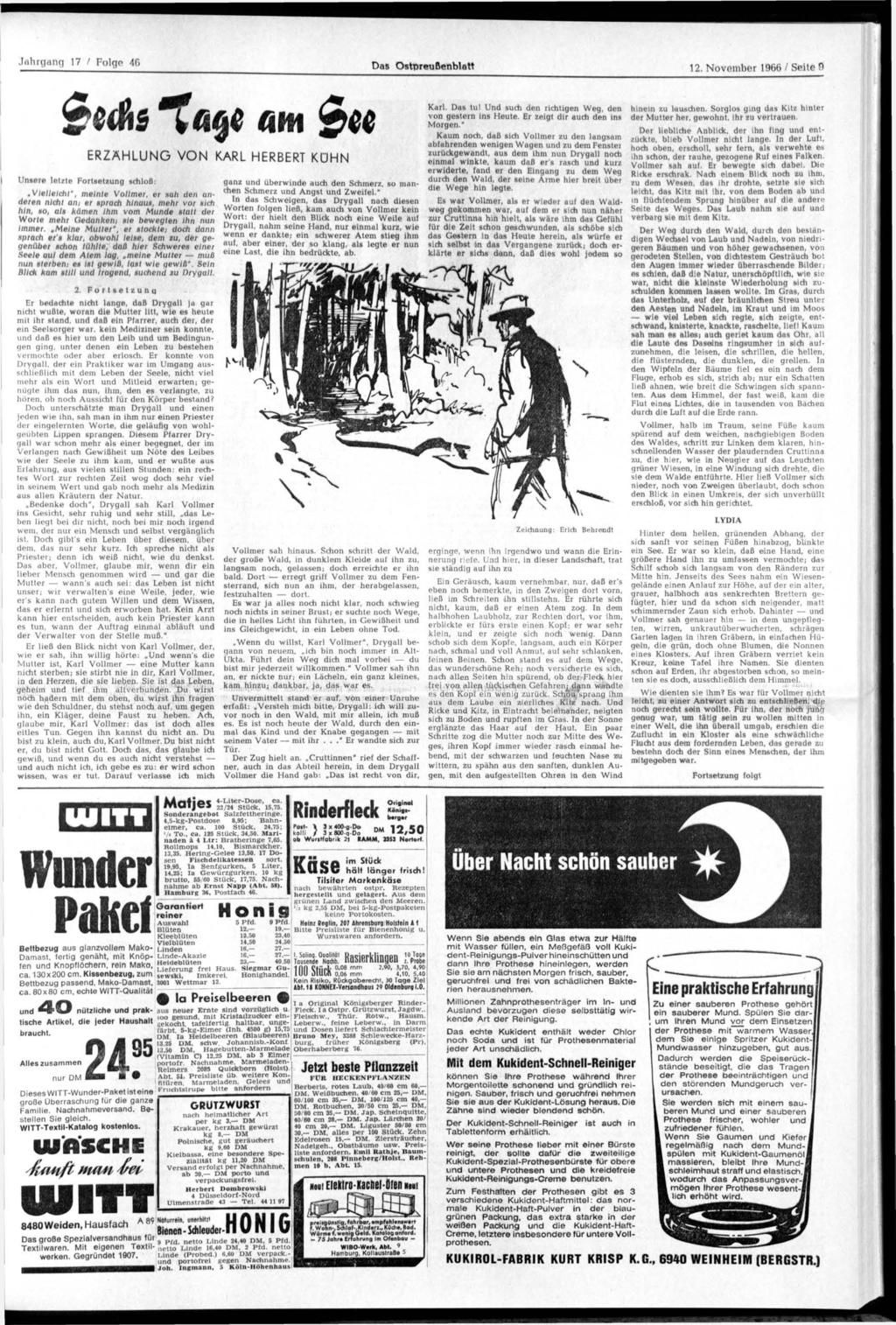 J.iliKjdnq 17 / Folgo 4fi Das OstpreuBenblatt 12. November 1966 / Seite 9 Unsere letzte Fortsetzung schloß: ERZÄHLUNG V O N KARL HERBERT KÜHN.