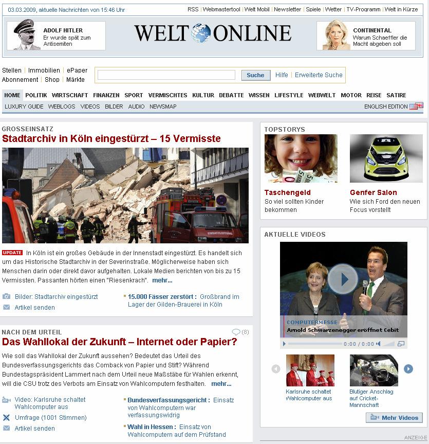 Redaktionelles Konzept WELT ONLINE Premium-Nachrichten-Portal mit