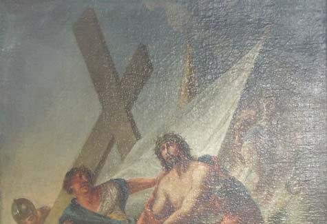 A 69 10. Kreuzwegstation: Christus wird seiner Kleider beraubt 1771 Öl auf Leinwand, H. 93,0 x B. 68,0 cm Geltofing, Pfarrkirche St.