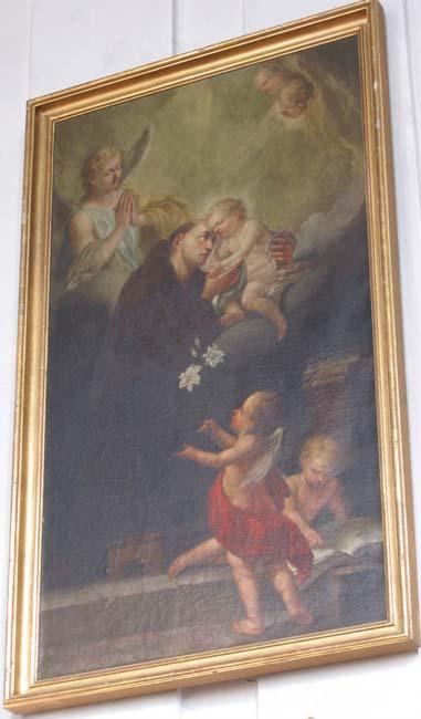 A 127 Hl. Antonius umarmt das Christuskind 1780 Öl auf Leinwand, Maße unbekannt Ohlstadt, Pfarrkirche St. Laurentius In einem kirchenähnlichen Raum kniet der Hl.