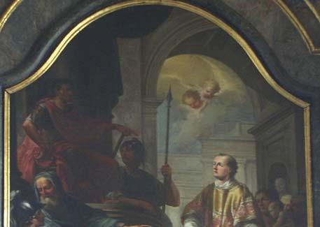 A 167 Der Hl. Laurentius präsentiert Kaiser Diokletian Arme und Kranke als Kirchenschatz 1789 Öl auf Leinwand, Maße unbekannt Bez.: Christ.