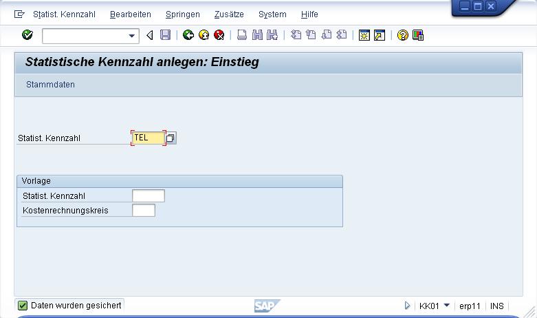 Durch ENTER oder den Button kommen Sie zu folgender Ansicht. ABBILDUNG 33: STATISTISCHE KENNZAHL ANLEGEN STAMMDATEN Hier wählen Sie eine Bezeichnung und die Einheit für die Statistische Kennzahl aus.