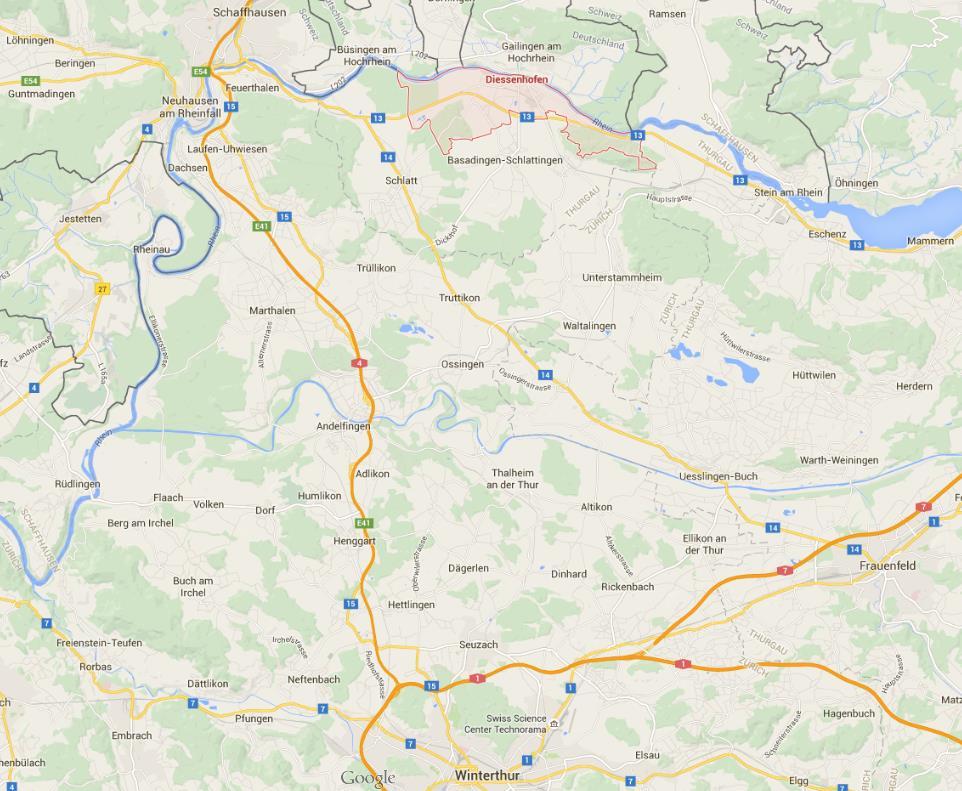 1. Ihr Wohnort Diessenhofen Öffentliches Verkehrsnetz: Zugverbindung Schaffhausen-Stein am Rhein Alternative: Park and Ride Marthalen (S33) oder Andelfingen (S16)