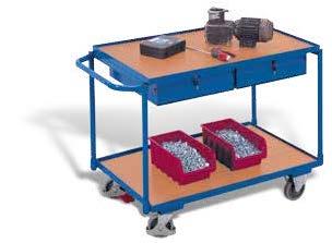 Gesa. Ier in Bewegung LEICHTE TISCHWAGEN Leichte Tischwagen Baukasten-System; Bodenkonstruktion mit dem innovativen L-Profil; n aus Holzwerkstoffplatten; Oberfläche Buchendekor; Etagen aus