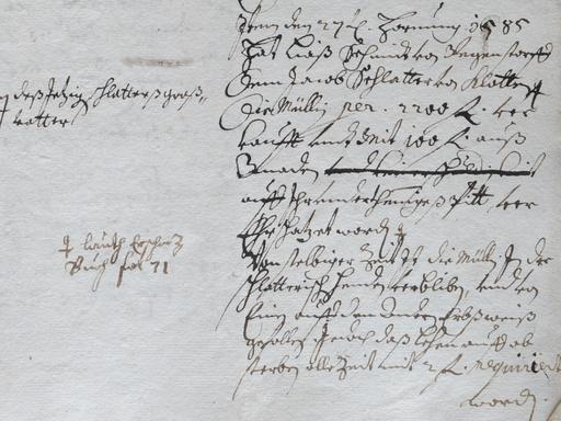 1 Geschichte der Mühle bis zu ihrem Neubau 1598 Abb. 2: Laut Aktenvermerk des Klosters Wettingen von 1683 war die Mühle Otelfingen seit ihrem 1585 erfolgten Verkauf an Jakob Schlatter ein Erblehen.