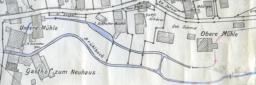 6 Technologie Die Wasserführung Abb. 44: Verlauf des ehemaligen Mühlekanals und Mühleweiher, 1923.