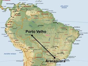 Rio Madeira, Brasilien Die längste Übertragungsstrecke der Welt Übertragung der elektrischen Energie von