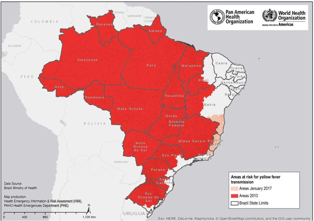 Lokalisation und Fakten des amerikanischen «hot spots» Endemisch im ruralen Brasilien Seit 01/2017 Ausbreitung auch in die Grossstädte an der Küste Aktuell auch Fälle in Peru, Kolumbien, Bolivien,