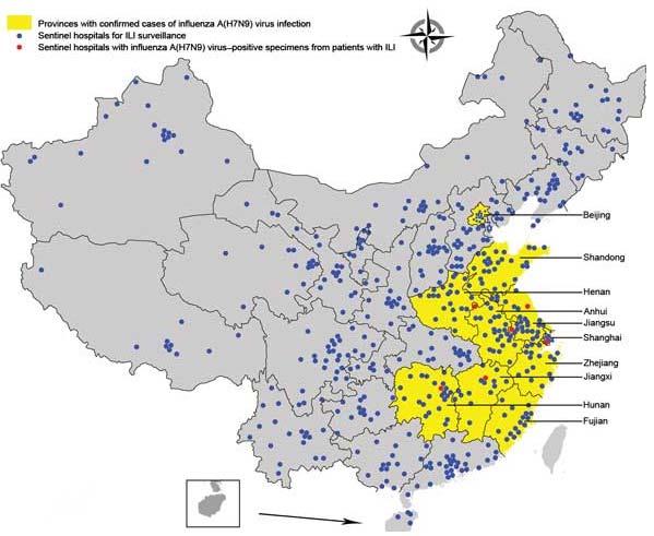 Lokalisation und Fakten des asiatischen «hot spots» Urbane und rurale Gebiete betroffen Entdeckt 2013 in der Yangtse Region Bis 2017 > 1500 Fälle (37% verstarben) Symptome einer viralen