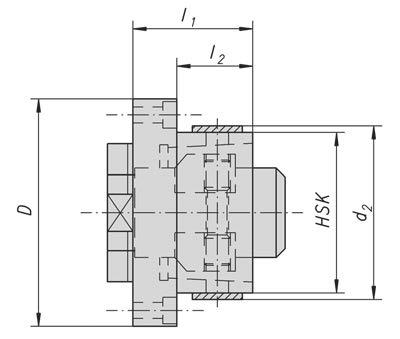 Vorsatzflansch mit Winkelausrichtung adapter flange with angle adjustment bride de resolution avec une aligement d angle HSK-C D d l l Gewicht.0.