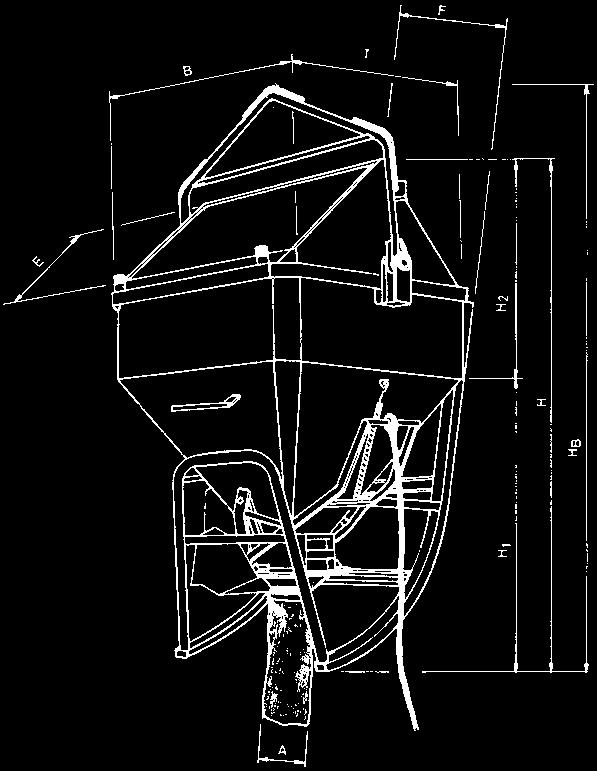 1035 Betonsilo mit Reißleine quadratisch, abgerundete Form mit ge radem Schlauchanschlußauslauf; extra schwe re stabile Ausführung mit Reißleine, zum Öffnen des Verschlusses; mit Bügel oder an ge