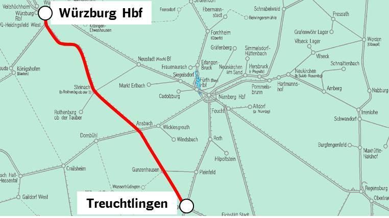 Baukorridor 765 - Fahrplanfenster RB Süd 07.18.0042 Würzburg - Treuchtlingen Lage im Netz Die wichtigsten Bauarbeiten sonstige Arbeiten Auswirkungen Fernverkehr ggf.