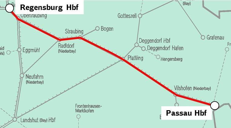 Baukorridor 768 - Fahrplanfenster RB Süd 07.18.0045 Regensburg - Passau Lage im Netz Die wichtigsten Bauarbeiten sonstige Arbeiten Auswirkungen Fernverkehr ggf.