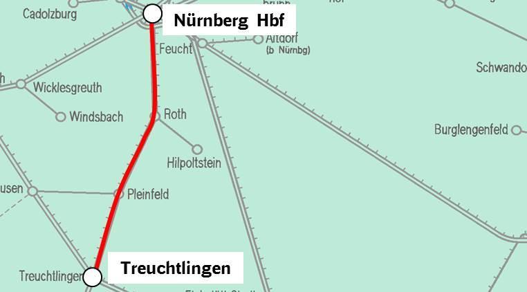 Baukorridor 771 - Fahrplanfenster RB Süd 07.18.0048 Nürnberg - Treuchtlingen Lage im Netz Die wichtigsten Bauarbeiten sonstige Arbeiten Auswirkungen Fernverkehr ggf.