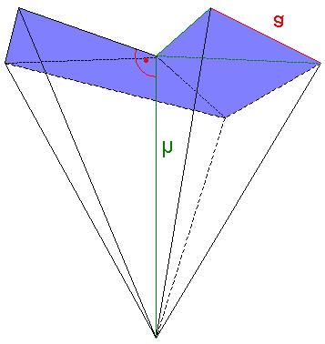 5. Berechnung der Pyramidengrundfläche : 5 blaue Dreiecksflächen 6.
