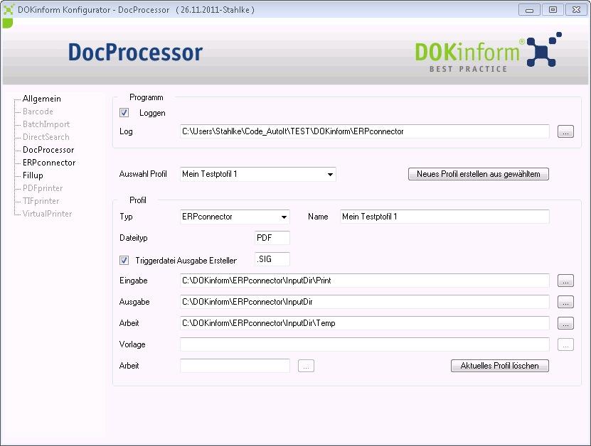 3 Konfiguration des Programmes Um die Funktionsweise von DOKinform DocProcessor an Ihre individuellen Wünsche anzupassen, können Sie in den Konfigurator verwenden oder direkt in der