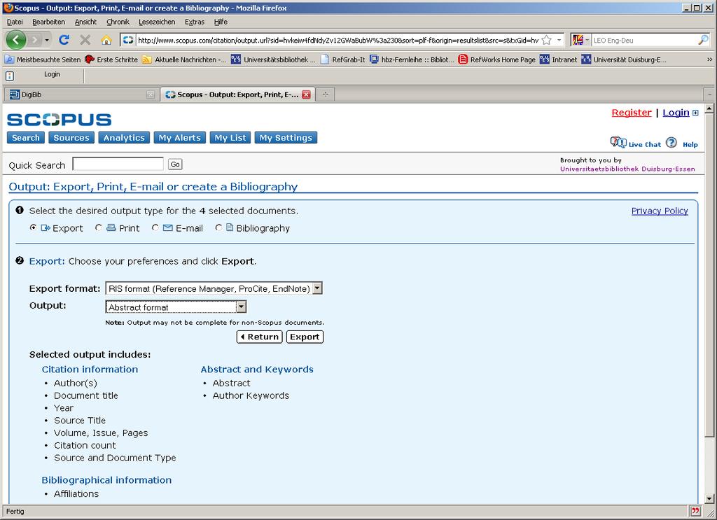 werden im RIS-Format exportiert.