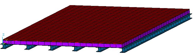 6. SIMULATION DES SCHWINGUNGSVERHALTENS DER GESCHOSS- DECKEN Die Simulation erfolgt mit den FE-Programmen ABAQUS und ANSYS. Bei der Stahlkonstruktion wird auch der Deckenaufbau modelliert.