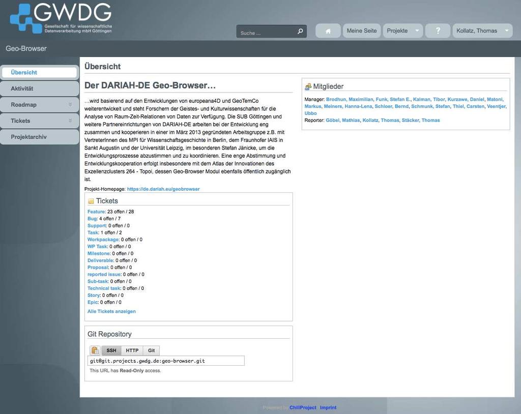 development DARIAH-DE Geo-Browser and Datasheet Editor are