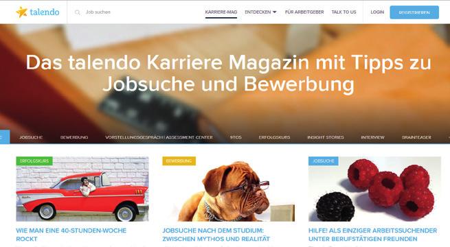 Crossmediale Marketing-Möglichkeiten (talendo ag) www.talendo.ch ist das grösste Job- und Karriere-Portal für Studierende, Graduates und Young Professionals in der Schweiz.