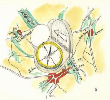 Chronik: Die Anfänge der Jugendgruppe DAV Sektion Mainz Illustration zur Orientierungswanderung zahl, die auf dem Kompass abgelesen wurde und Entfernungsangaben sollte man sich zu den besetzten