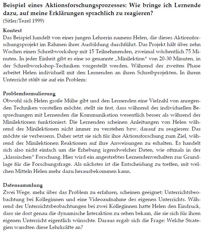 Ein Beispiel (Fremdsprachenunterricht) www.donau-uni.ac.at/de/department/imb/ Quelle: Sitler, H.C. und Z. Tezel (1999): Two action research projects. In: Gebhard/Oprandy (Hrsg.