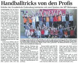 Diese aktive Förderung des Nachwuchses im Handballsport ist ein tolles Projekt, das uns wirklich am Herzen liegt, betonte Schneider. B.K.