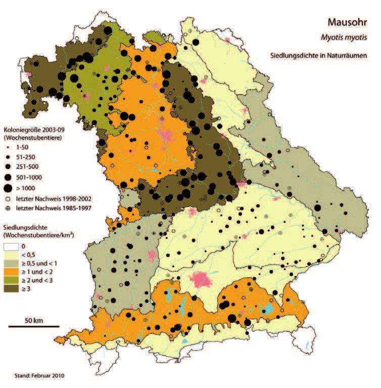 Bestandsentwicklung Siedlungsdichte Gegenüber dem Atlas hat sich das Bild der Populationsdichte in den einzelnen Naturräumen nur leicht verändert (Abb.