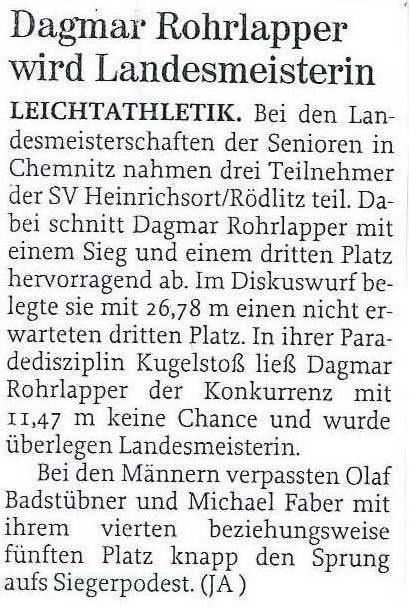 Es ging noch besser. Zu den Hallen-Landesmeisterschaften am 05./06.02.2005 in Chemnitz nahmen 3 Teilnehmer aus unseren Verein teil.
