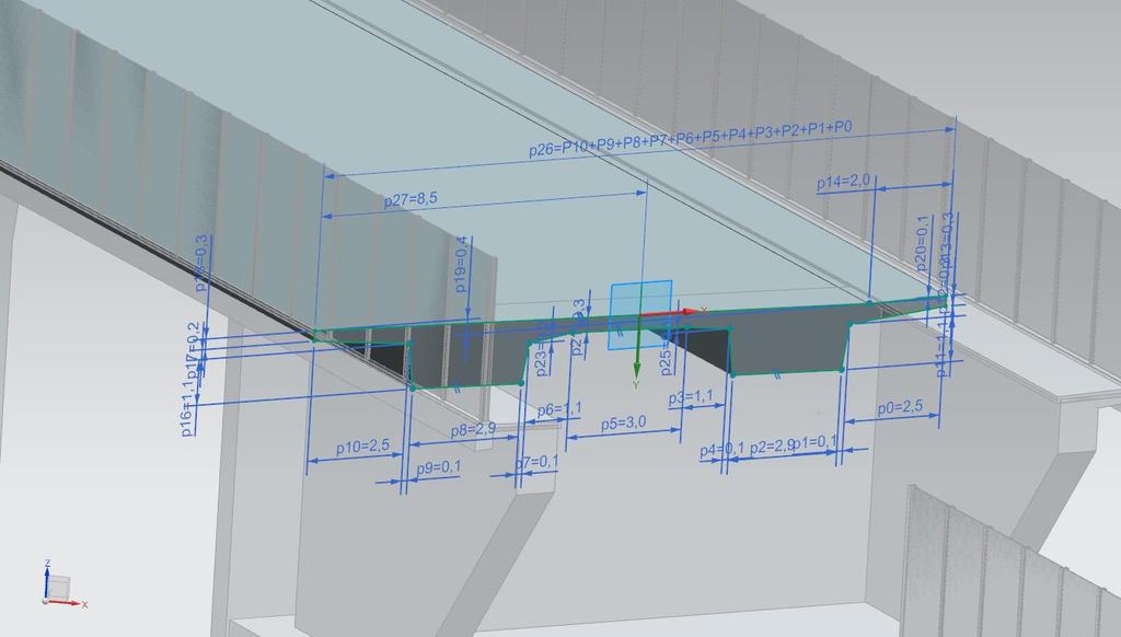 11 Abbildung 6: Parametrische Modellierung des Überbaus in Siemens NX (Quelle: Obermeyer Planen + Beraten GmbH) Die Attribuierung der einzelnen Bauteile erfolgte sowohl mit geometrischen, als auch